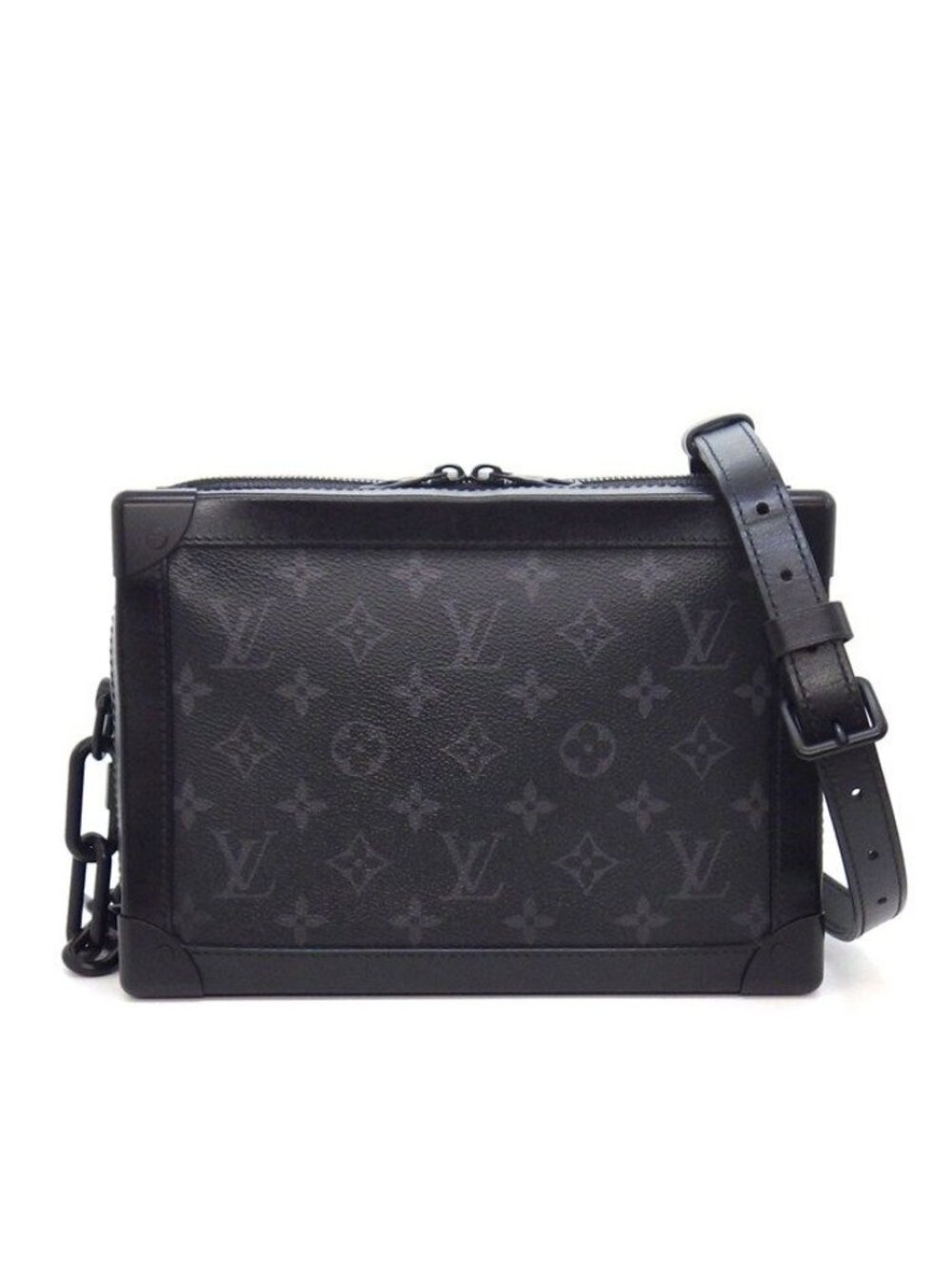 Louis Vuitton Shoulder Bag Soft Trunk Black Gray Monogram Eclipse Leather
